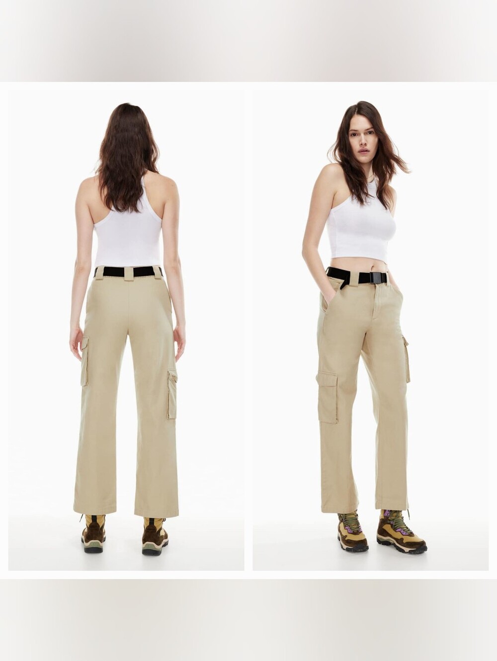 ARITZIA Tna Cargo Belted Pants Size Small Color flax beige